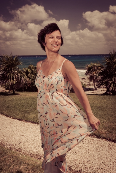 woman at a beach resort