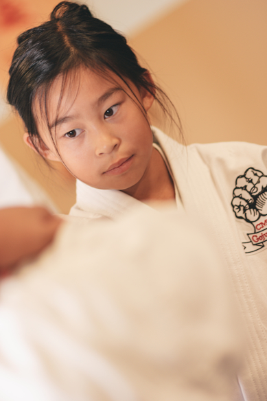 girl training karate
